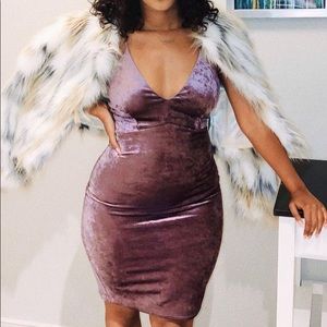WINDSOR Purple Velvet Mini Dress